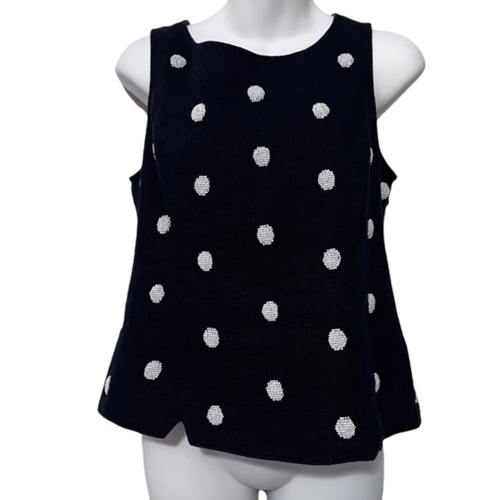 Anthropologie Odille Sleeveless Black & White Polka Dots Top